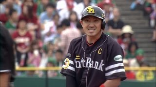 【プロ野球パ】技ありの右打ち!!内川の先制2点タイムリーツーベース 2015/09/13 E-H