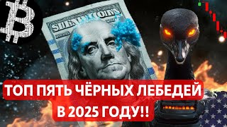 ТОП ПЯТЬ ЧЁРНЫХ ЛЕБЕДЕЙ В 2025 ГОДУ!! РЫНОК КРИПТОВАЛЮТ: ЧТО ЖДАТЬ В БЛИЖАЙШЕЙ ПЕРСПЕКТИВЕ?