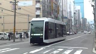 札幌市交通局　新型低床路面電車Ａ１２００形　西４丁目停車場