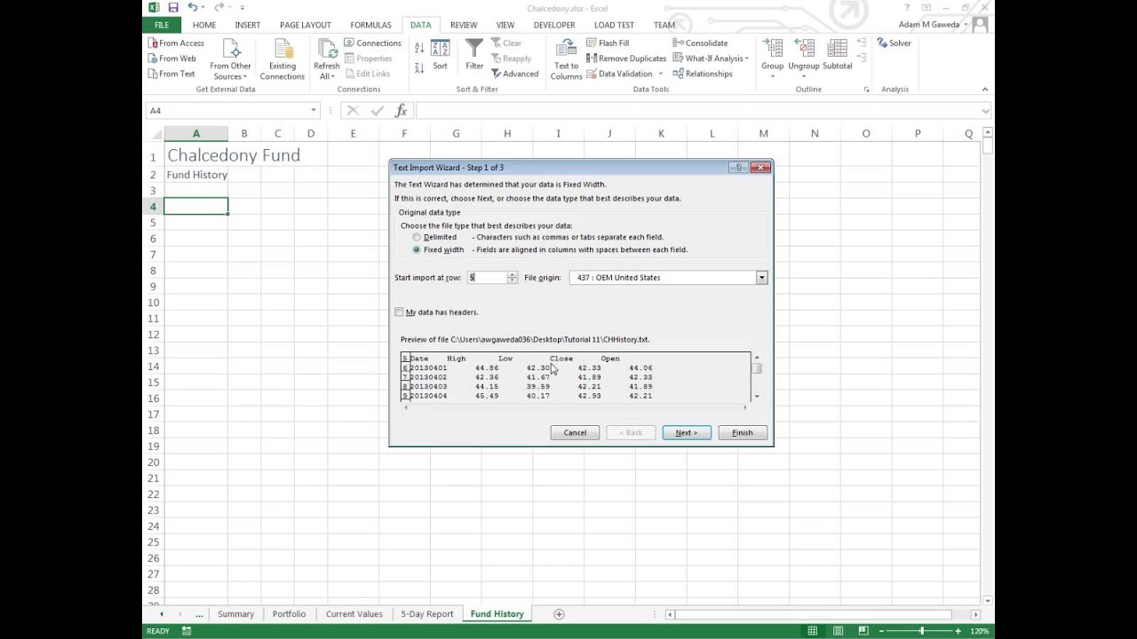 Excel Import Fixed Width Text File
