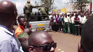 Kabaka gets out of his car to greet his people on his way to Masuuliita