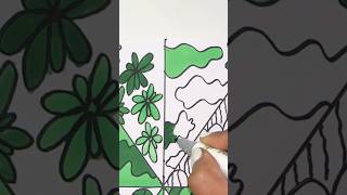 Easy sketchbook idea in green theme #shorts #art #tiktok