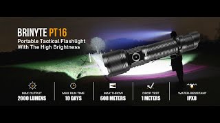 BRINYTE PT16 TACTICAL FLASHLIGHT REVIEW!! #tactical #flashlight #brinyte #torch #beam