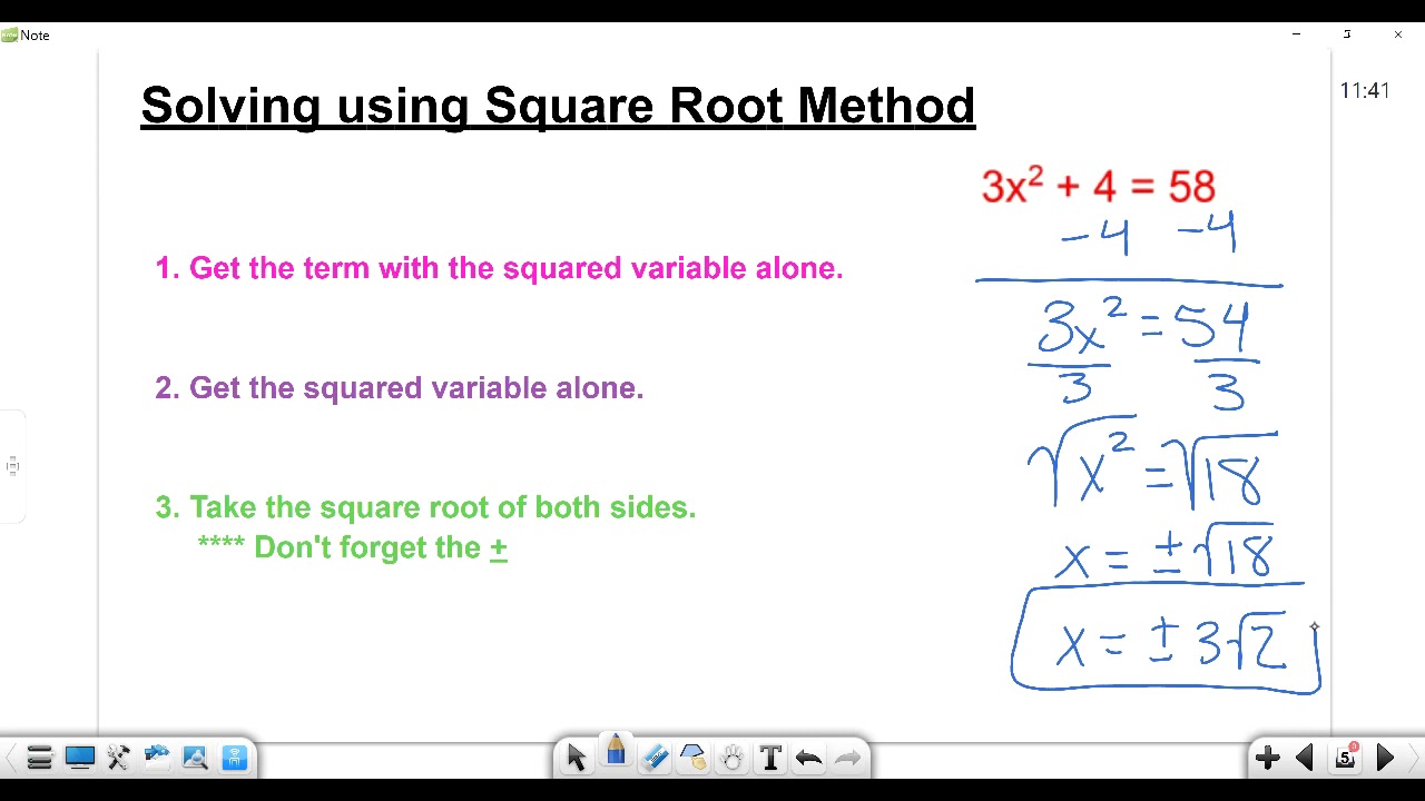 Solving By Square Root Method Youtube