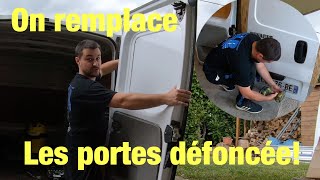 On remplace les portes défoncée😱du Renault Trafic d’occasion😜