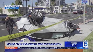 Violent crash in Orange County hospitalizes three