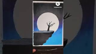 Drawing with oil pastel / Moonlight night scenery drawing #viral #ashortaday #scenery