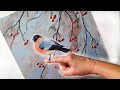 CUTE 3D Bullfinch with Acrylic Pour | EASY Mixed Media AB Creative Tutorial