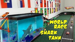 Hot Wheels Fat Track Battle of the Countries | Shark Tank jump epic tournament race!