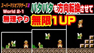 (スーマリ2)裏技 World2-1パタパタを方向転換させて無理やり無限1up