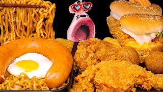 SUB| Cheese Chicken Burger, Jumbo Chicken, Jjapagetti, Kielbasa Sausage!🌭 ASMR Mukbang Eating Show