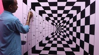 optical illusion 3d wall painting | wall art painting decoration | interior design