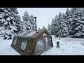 Luxury Camping in the Comfort of Home with Our Cat in Heavy Snowfall || Snow Camping in October