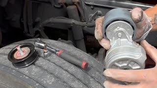 CUMMINS ISX TENSIONER AND IDLER PULLEY REPLACEMENT🔧🧰DIY#diy#mechanic#trucking#howto#owneroperator