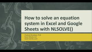 How to solve a system of equations in Excel and Google Sheets with NLSOLVE()