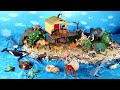 Land and Sea Animals on an Island Scenery Set - Learn Animal Names For Kids