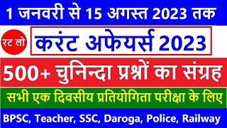 January to August Current Affairs | Important Current Affairs 2023 | BPSC SSC Railway Bihar Police
