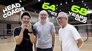 Eldery Duo SHOCKS Badminton Coaches in a doubles game! || Crash The Courts