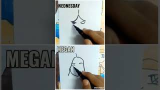 Drawing Wednesday Adam & Megan #drawing #shorts #wednesdayaddams