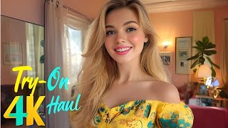 New Yellow Micro Bikini Try-On Haul [4K] Bikini Review with Tina try on| LINGERIE TRANSPARENT 2025