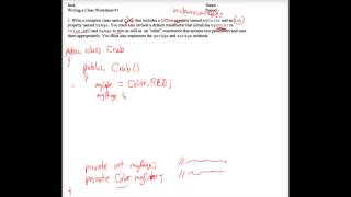 Java Writing a Class Worksheet 1