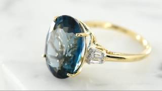 London Blue Topaz \u0026 Baguette Sapphire Ring, 14K, 10.55 ct on QVC