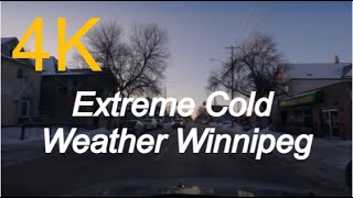 Winter Driving Extreme Cold Weather in Winnipeg Manitoba 4K 24fps HD Video