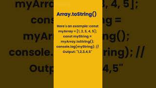 Converting Arrays to Strings in JavaScript