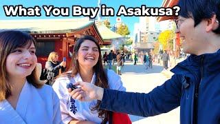 Foreigners Try Asakusa Street Food \u0026 Show Their Shopping Bags!