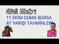 11 EKİM 2024 CUMA BURSA AT YARIŞI TAHMİNLERİ GİZLİ EKÜRİ KANALİMİZDA