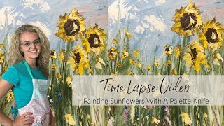 Sunflower Field Timelapse | Speed Painting with a Palette Knife