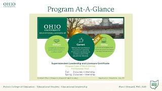 OHIO Superintendent Licensure Certificate info session Fall 2024