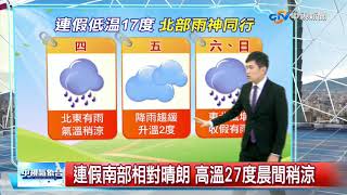 志耕天氣報報 華南雲系移入 中部以北有雨轉涼│中視午間氣象 20200401