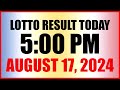 Lotto Result Today 5pm August 17, 2024 Swertres Ez2 Pcso