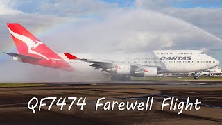 Water Cannon Salute! Qantas 747-400/ER Joy Flight Sydney Airport - Tim Bowrey VH-OEJ