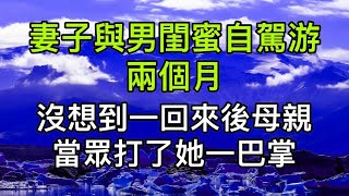 妻子與男閨蜜自駕游兩個月，沒想到一回來後母親當眾打了她一巴掌！真實故事 ｜都市男女｜情感｜男閨蜜｜妻子出軌