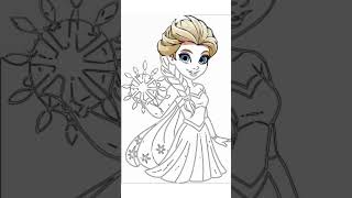 Elsa-from-frozen-creating-ice-magic-and-white-back ✍️ 🎨 #drawing #coloringpages #speedcoloring