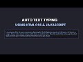 Auto Typing Text Effect Using HTML CSS & JavaScript | Text Typing Animation