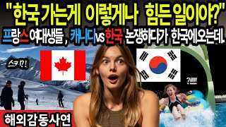 [해외감동사연]한국가는게 이렇게나 힘든 일이야? 프랑스여대생들 캐나다와 한국 여행지 논쟁하다가 한국에 오게되는데...