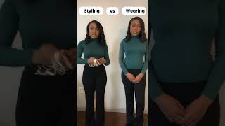 🥰👀Styling vs Wearing | Transforming a Green Turtleneck Outfit | Must Watch! #shorts #shortsoutfit