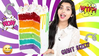 Making GIANT RAINBOW CAKE at Home!! | DIY Rainbow Cake | Ramya Vasudev