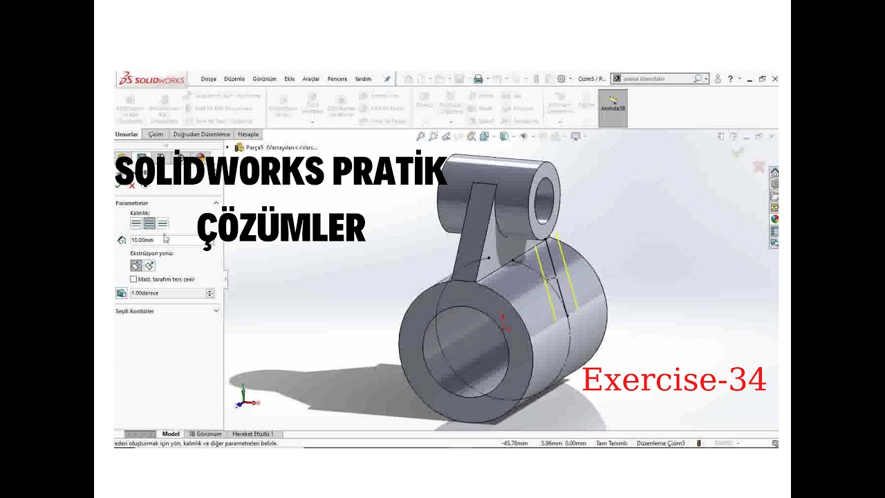 Solidworks 3 Boyutlu Tasarım Uygulamaları(Sınava Yardımcı-2) Exercise ...