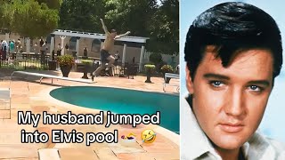 Shocking moment Tourist jumps into Elvis' swimming pool at Graceland before being Kicked Out
