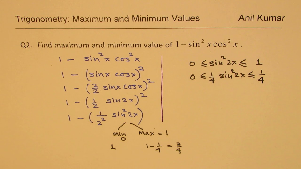 Trigonometry Maximum And Minimum Values Part 1 AP Maths - YouTube