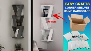 DIY corner shelf with cardboard | DIY wall shelf decor