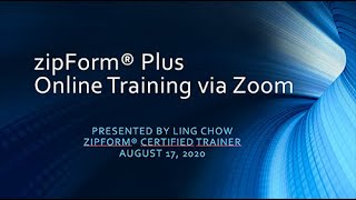 zipForm Plus Online Training - August 17, 2020
