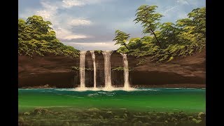 #277 How to paint a waterfall lake scene