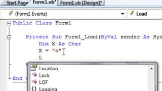 visual basic 2008 (variable Char)