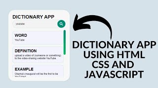 Make a dictionary using HTML,CSS AND JAVASCRIPT | Saunak Ghosh