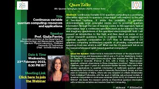 Prof. Giulia Ferrini Webinar @ IQTI on Quantum Computing